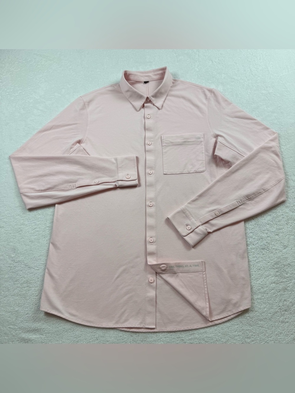 Lululemon commission shirt L pink one thing At A Time stretch button up
